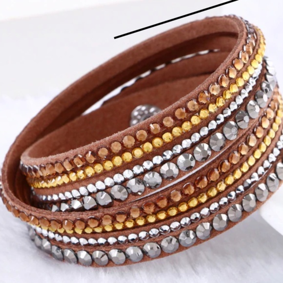 Medium Brown Rhinestone Wrap Bracelet - Picture 1 of 1
